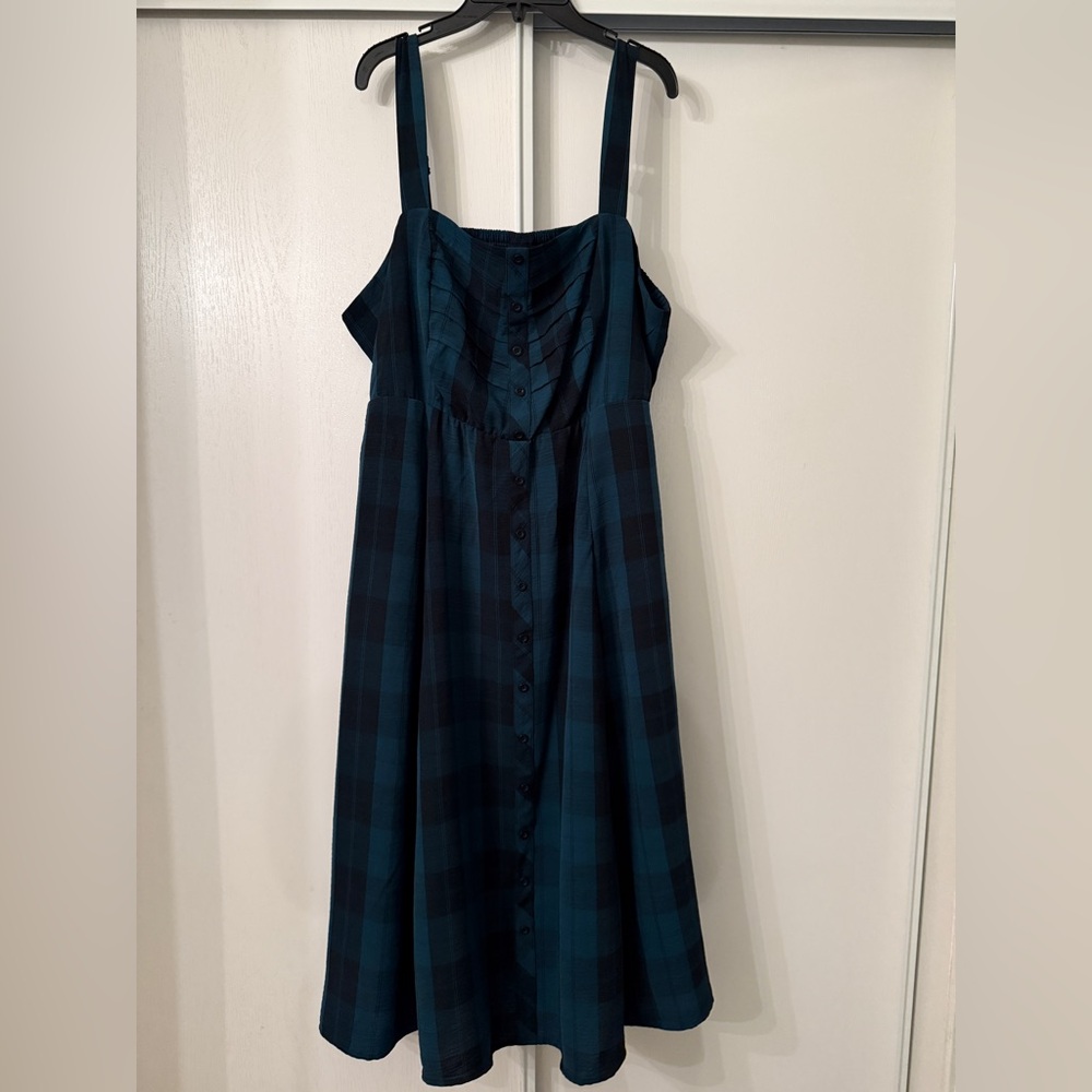 Torrid Black and Green Plaid Midi Dress